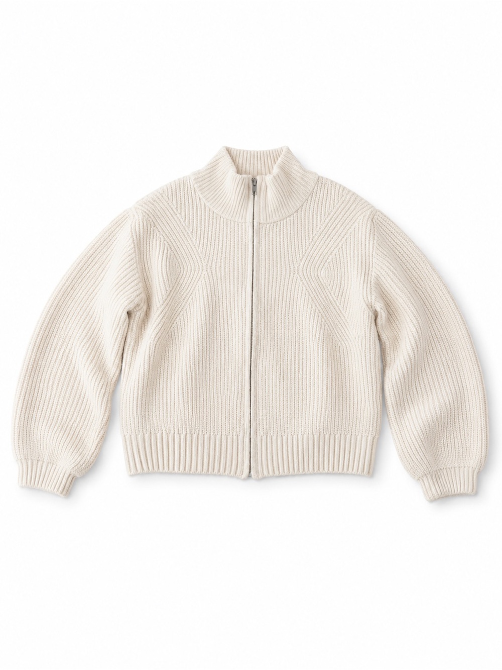Alfani Cream Zip-Front Ribbed Puffer Jacket